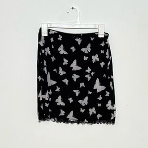 Wild Fable Black and White Butterfly Mini Skirt